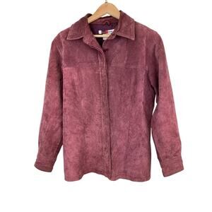 Live A Little Women's M Pink Genuine Suede Leather Button Up Jacket